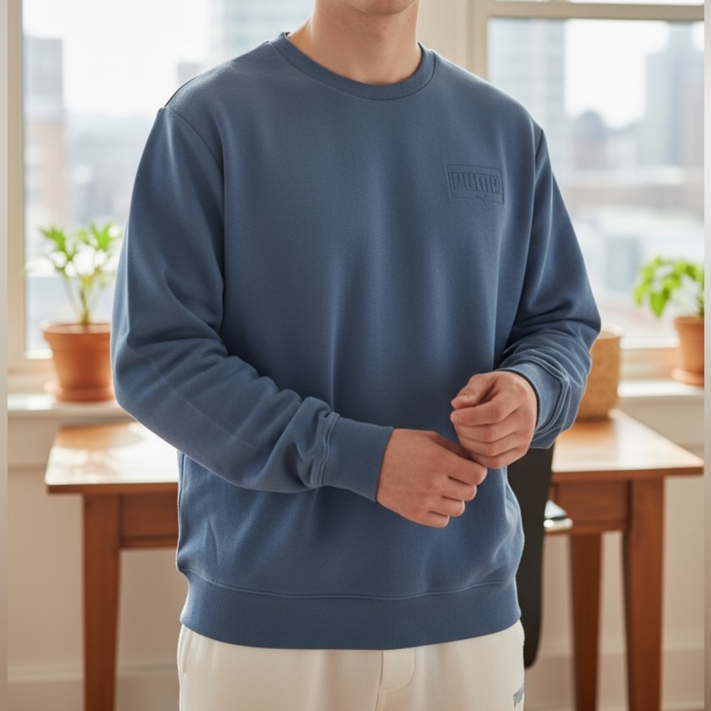 Men’s Large Puma Crew Blue Sweater Crewneck